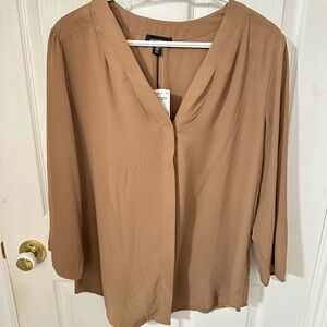 Le Chateau Tan V-Neck Blouse